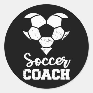 Sticker Rond Entraîneur de football cœur drôle joueur de footba