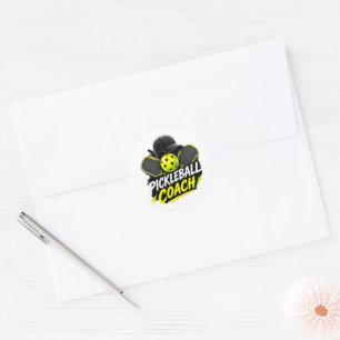 Sticker Rond Entraîneur de pickleball Vintage Retro Pickleball