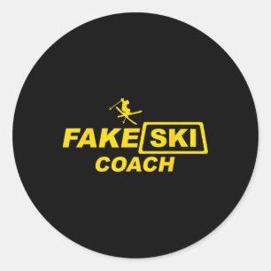 Sticker Rond Entraîneur de ski Faux moniteur de ski Drôle d'Apr