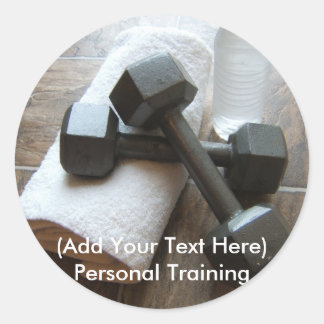 Sticker Rond Entraîneur personnel ou Fitness Dumbells Serviette