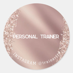 Sticker Rond Entraîneur personnel paillettes roses