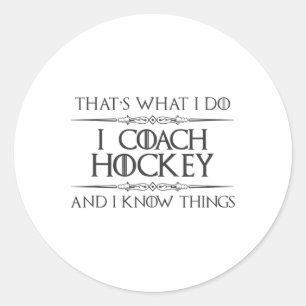 Sticker Rond Entraîneurs de hockey - J'entraîne au hockey et je