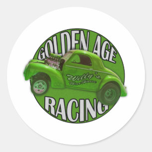 Sticker Rond Entrave de Willys Gasser d'âge d'or emballant la