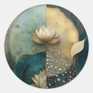 Sticker Rond Entre l'eau et la lumière Conception de fleur de
