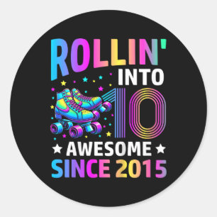 Sticker Rond Entrée dans des patins à roulettes à 10 ans Gif d'