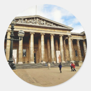 Sticker Rond Entrée En Avant Du British Museum À London Eng