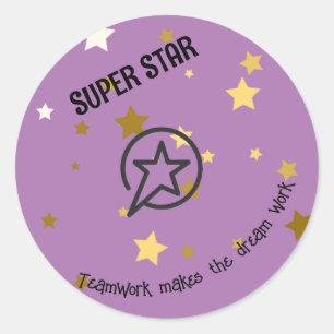 Sticker Rond Entreprise/Bureau/École - super étoile d'or éditab