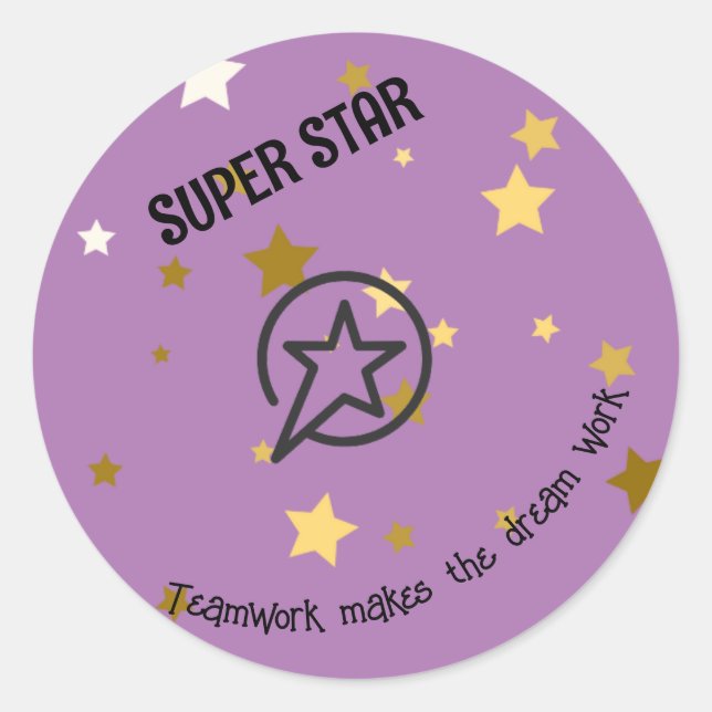 Sticker Rond Entreprise/Bureau/École - super étoile d'or éditab (Devant)