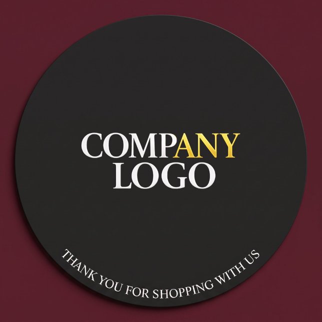 Sticker Rond Entreprise commerciale noire Merci (Créateur téléchargé)
