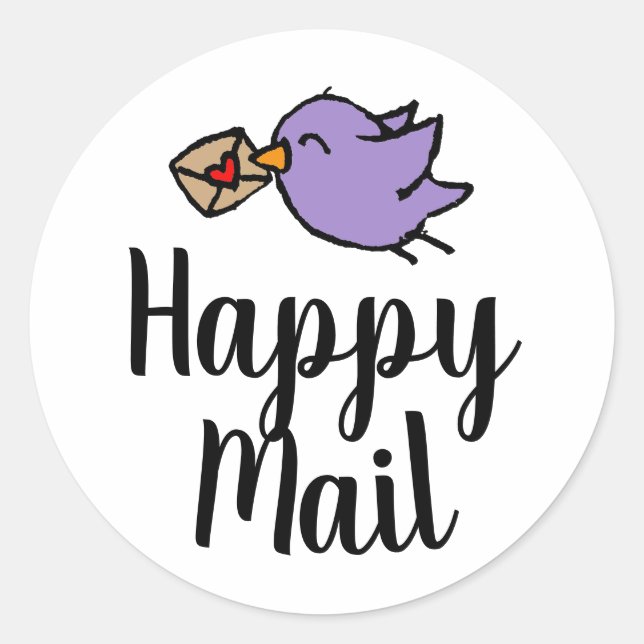 Sticker Rond Entreprise de courrier heureux - Oiseau mignon (Devant)