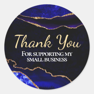 Sticker Rond Entreprise de luxe en agate bleue et dorée paillet