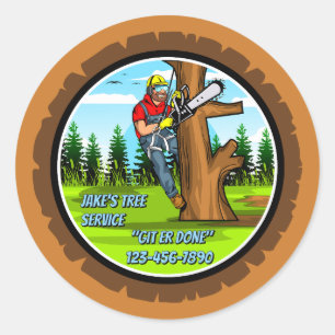 Sticker Rond Entreprise de service d'abattage d'arbres personna