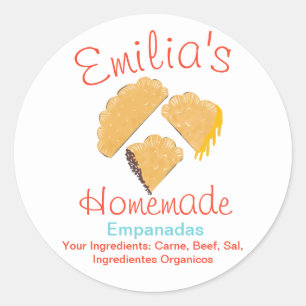 Sticker Rond Entreprise d'Empanadas Faits Maison Art Dessiné à