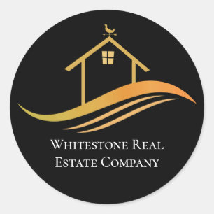 Sticker Rond Entreprise immobilière personnalisée Chic Noir Réa