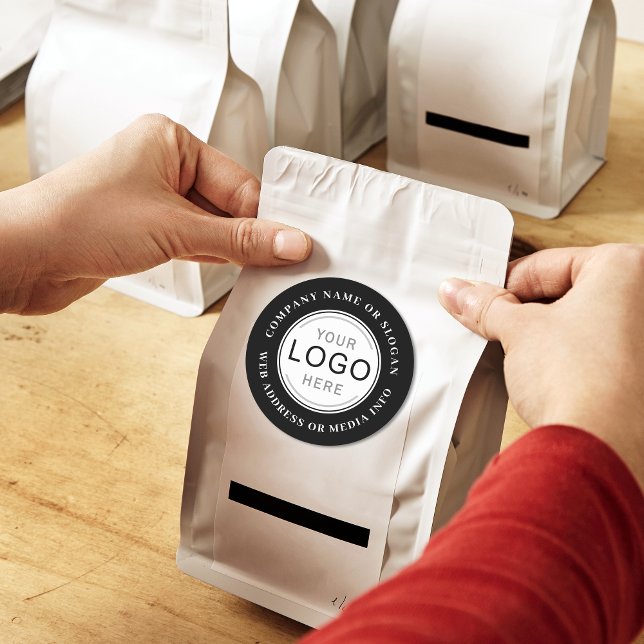 Sticker Rond Entreprise Logo Marque Photo Black Modern (Several sizes to choose from)