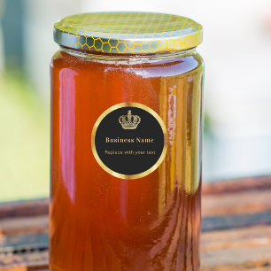 Sticker Rond Entreprise noir or couronne royale