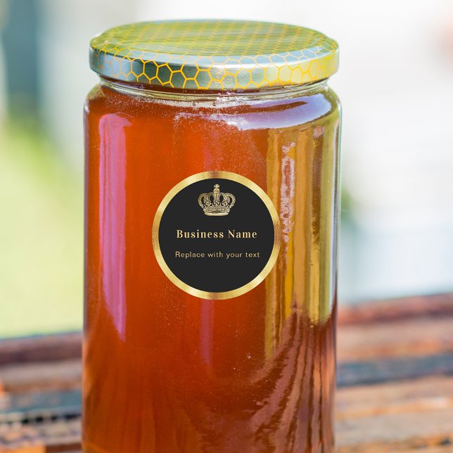 Sticker Rond Entreprise noir or couronne royale (Créateur téléchargé)