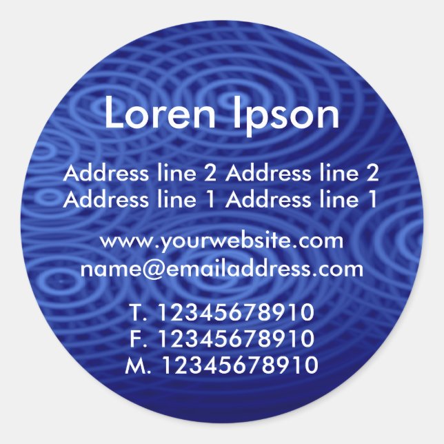 Sticker Rond Entreprise / profil en bleu pluie électrique (Devant)