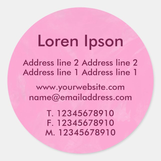 Sticker Rond Entreprise/profil rose brossé (Devant)