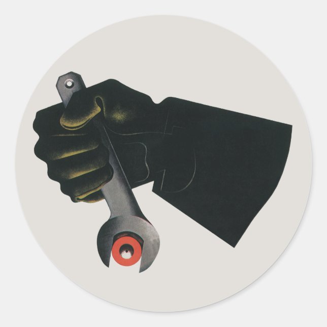 Sticker Rond Entreprise vintage, Fabrication Usine Machiniste (Devant)