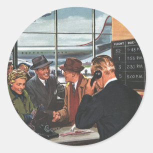 Sticker Rond Entreprise Vintage, Personnes au comptoir d'une co