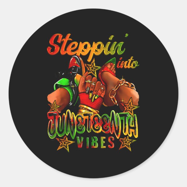 Sticker Rond Entrer dans juneteenth femme afro filles noires (Devant)