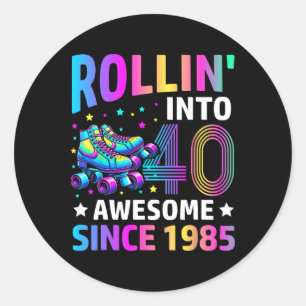 Sticker Rond Entrer dans les 40 ans patine 40e anniversaire Gif