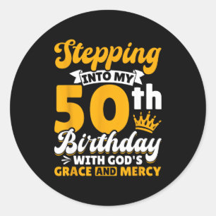 Sticker Rond Entrer dans mes 50 ans avec la grâce et la M de Di