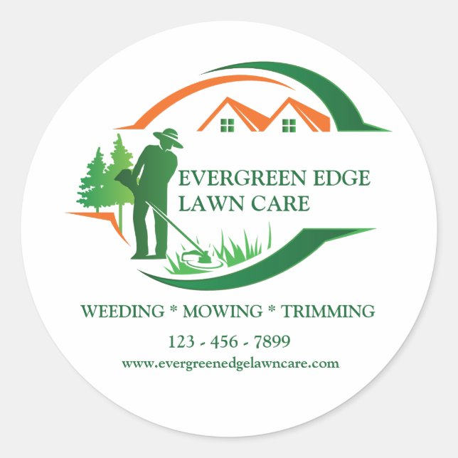 Sticker Rond Entretien de pelouse vert (Devant)