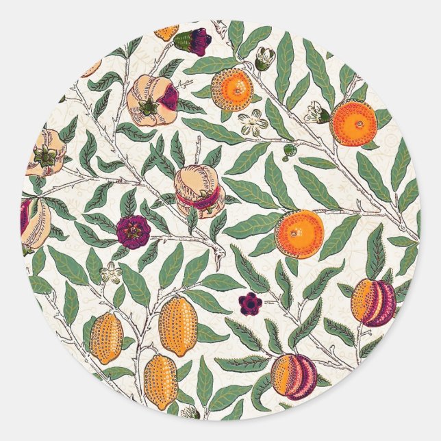 STICKER ROND ENVELOPE SEAL : WILLIAM MORRIS : POMEGRANATES (Devant)