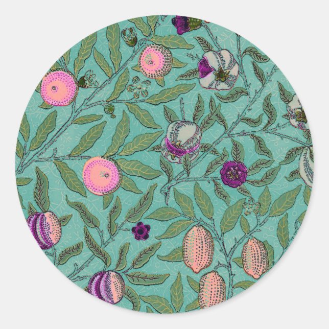 STICKER ROND ENVELOPE SEAL : WILLIAM MORRIS : POMEGRANATES (Devant)