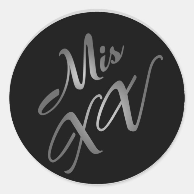 Sticker Rond Enveloppe 20 - 1,5" Sceau Mis XV Silv Black Party (Devant)