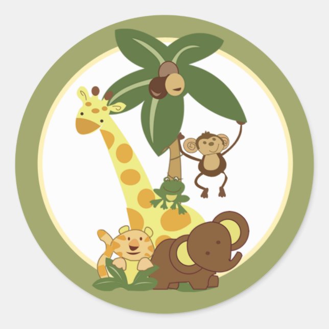 Sticker Rond Enveloppe 20 - 1,5" Seal Jungle Babies (Devant)