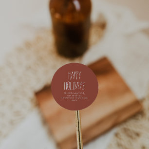 Sticker Rond Enveloppe Boho Rouge en terre cuite Joyeux vacance