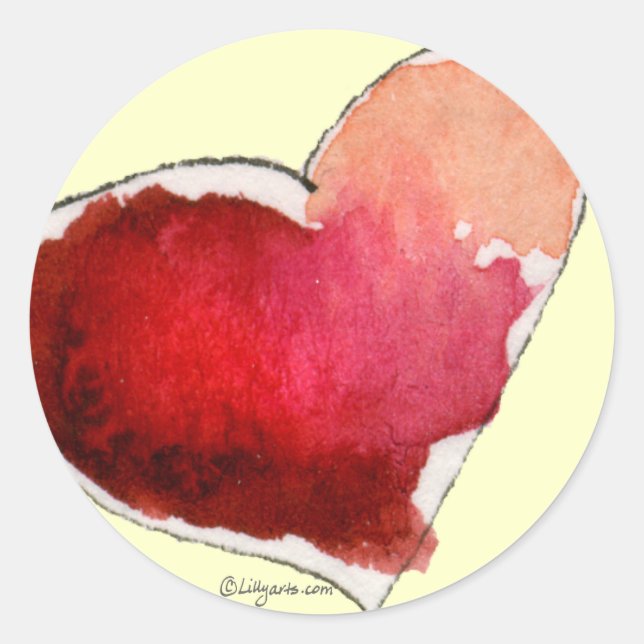 Sticker Rond Enveloppe Coeurs Amour Crimson (Devant)