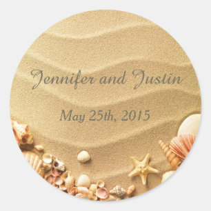 Sticker Rond Enveloppe de 20 à 1,5 pouces Phoques de plage Seas