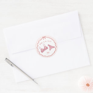 Sticker Rond Enveloppe de Bachelorette lingerie cœur rose et ro