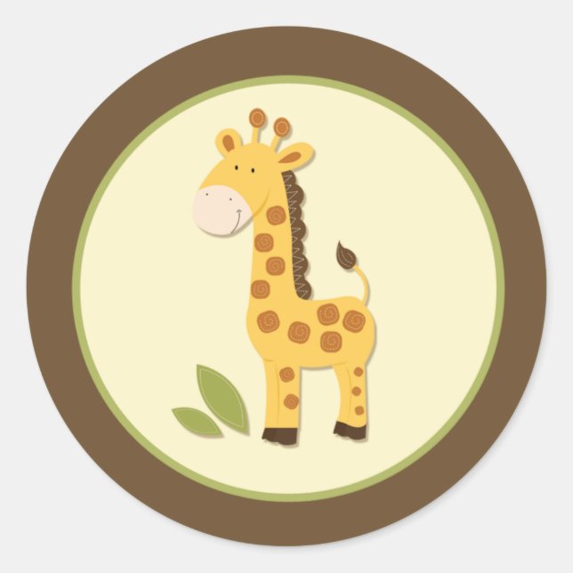 Sticker Rond Enveloppe de girafe adorable Phoques ou Toppers (Devant)