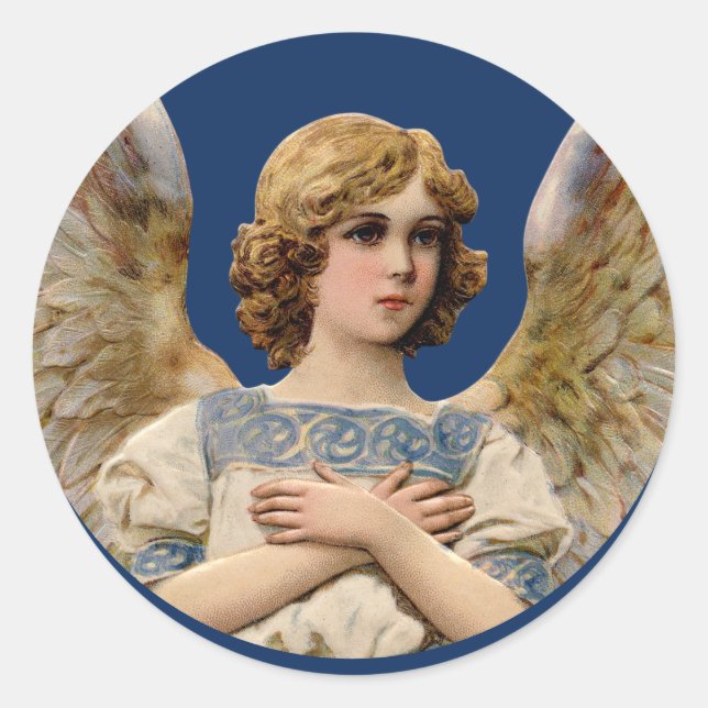 Sticker Rond Enveloppe de la carte de Noël Angel Vacances Sceau (Devant)