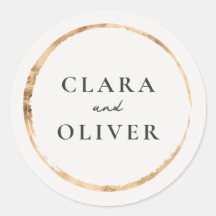Sticker Rond Enveloppe de mariage Coucher de soleil Bague en or