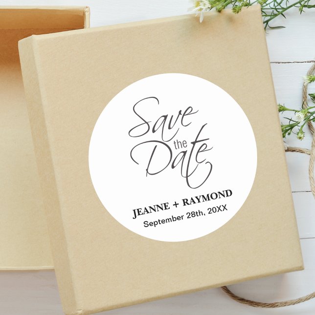 Sticker Rond Enveloppe de mariage Elegant Save The Date (Créateur téléchargé)