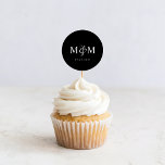 Sticker Rond Enveloppe de mariage élégante noire à monogramme m<br><div class="desc">Enveloppe de mariage élégante noire à monogramme moderne avec sceau adhésif rond classique</div>