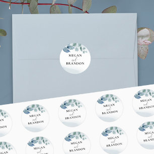 Sticker Rond Enveloppe de mariage personnalisée Eucalyptus pous