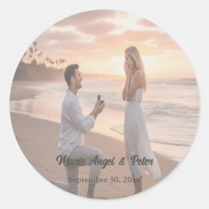 Sticker Rond Enveloppe de mariage photo neutre chaude