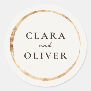 Sticker Rond Enveloppe de mariage Serene Ivory Gold brossée