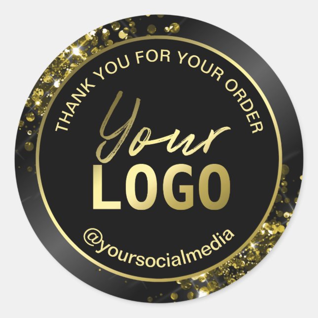 Sticker Rond Enveloppe de Merci de Parties scintillant en or no (Devant)