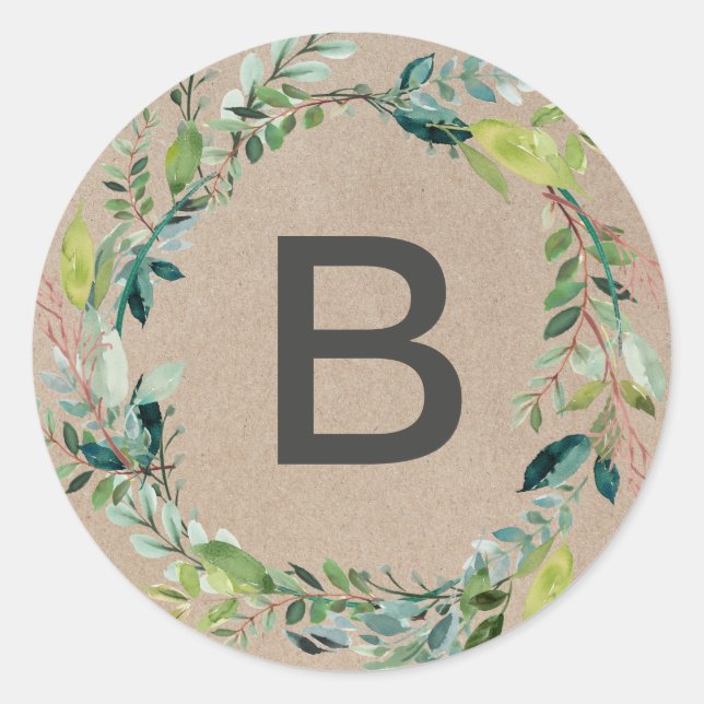 Sticker Rond Enveloppe de monogramme de sertissage Kraft (Devant)