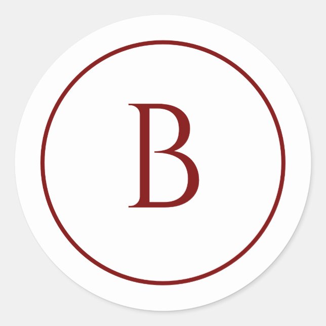 Sticker Rond Enveloppe de Noël à monogramme moderne rouge profo (Devant)