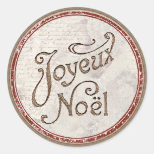 Sticker Rond Enveloppe de Noël Joyeux Noel