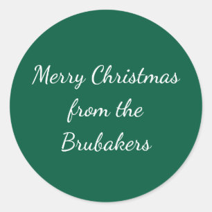 Sticker Rond Enveloppe de Noël personnalisée vert chasseur
